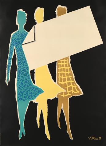 BERNARD VILLEMOT (1911-1989). [ADVERTISING.] Two posters. Circa 1949. Each approximately 61x44 inches, 155x111 cm. Giraudy, Paris.